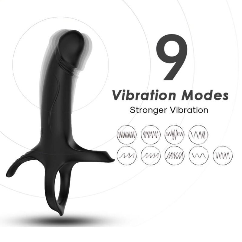Armony Anello Fallico Vibrante con Dildo Anale Nero – immagine 6