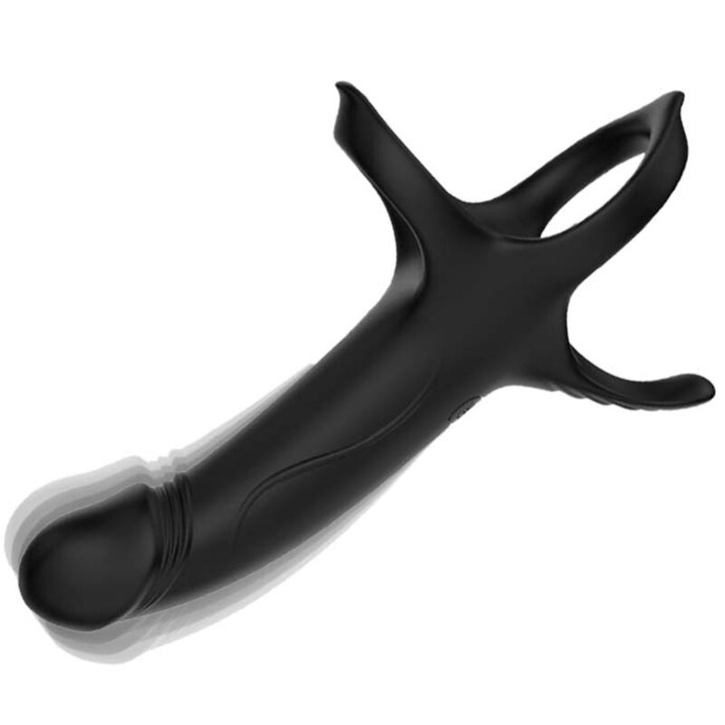 Armony Anello Fallico Vibrante con Dildo Anale Nero – immagine 3