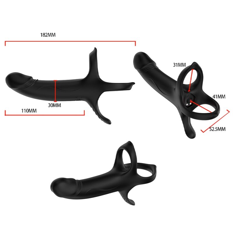 Armony Anello Fallico Vibrante con Dildo Anale Nero – immagine 8