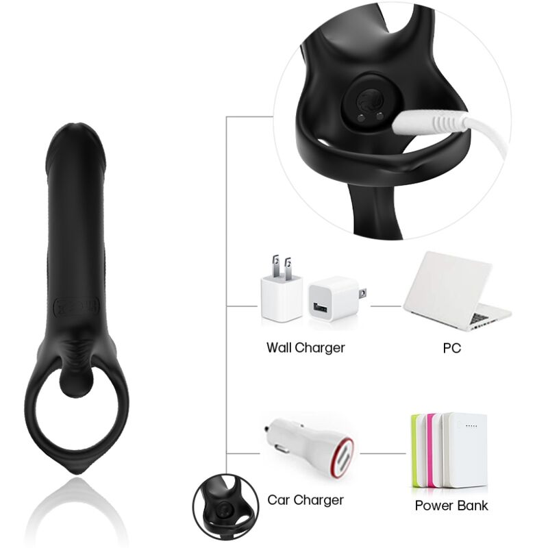 Armony Anello Fallico Vibrante con Dildo Anale Nero – immagine 10