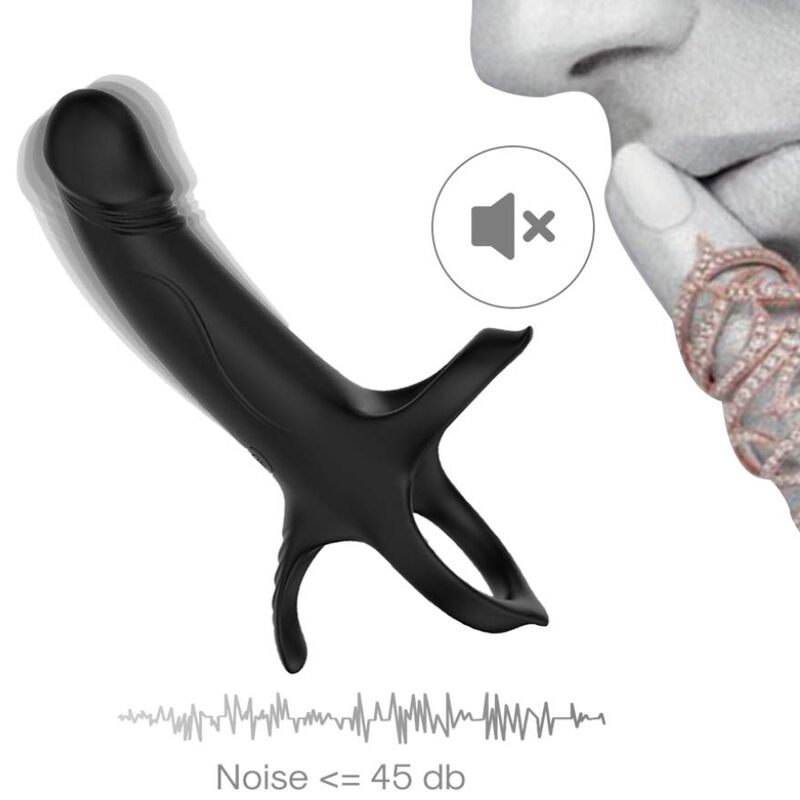 Armony Anello Fallico Vibrante con Dildo Anale Nero – immagine 12