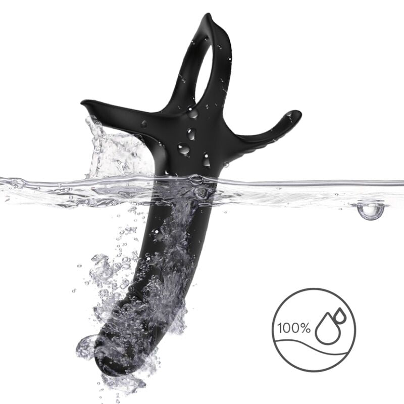 Armony Anello Fallico Vibrante con Dildo Anale Nero – immagine 13