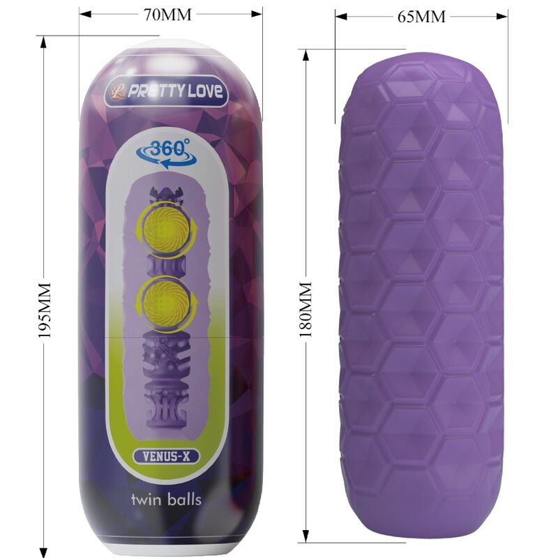 Pretty Love Twin Balls Masturbatore con Sfere Interne Viola – immagine 7