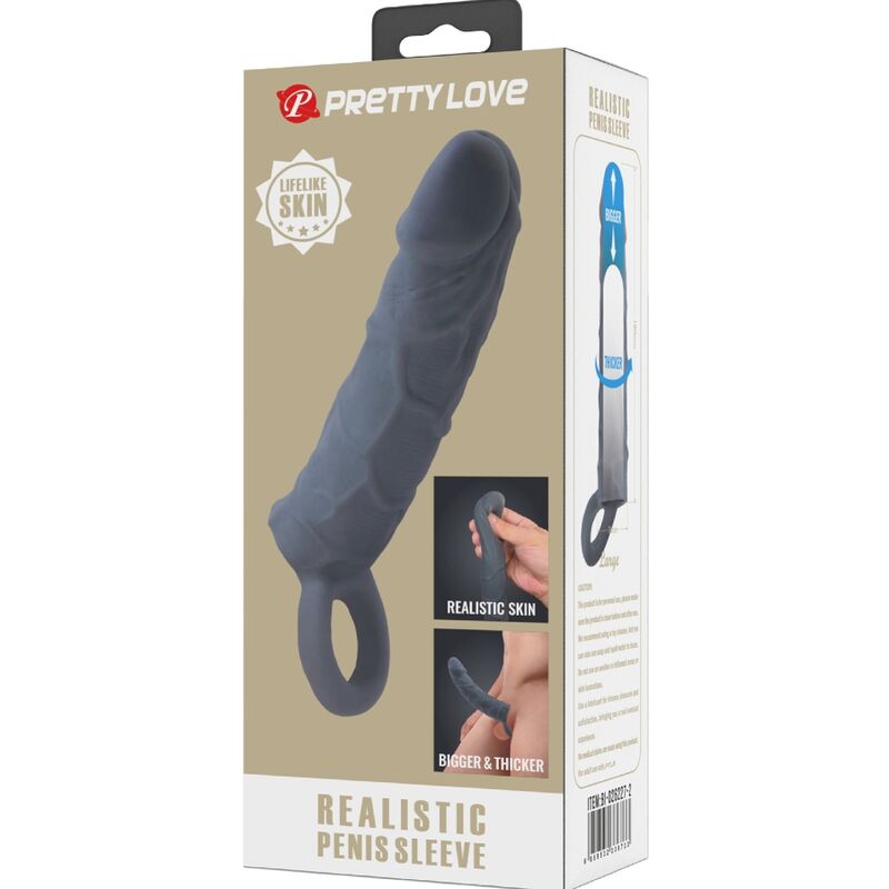 Pretty Love Spearhead Guaina Ingranditore Realistica con Cinghia Grigio Scuro – immagine 6