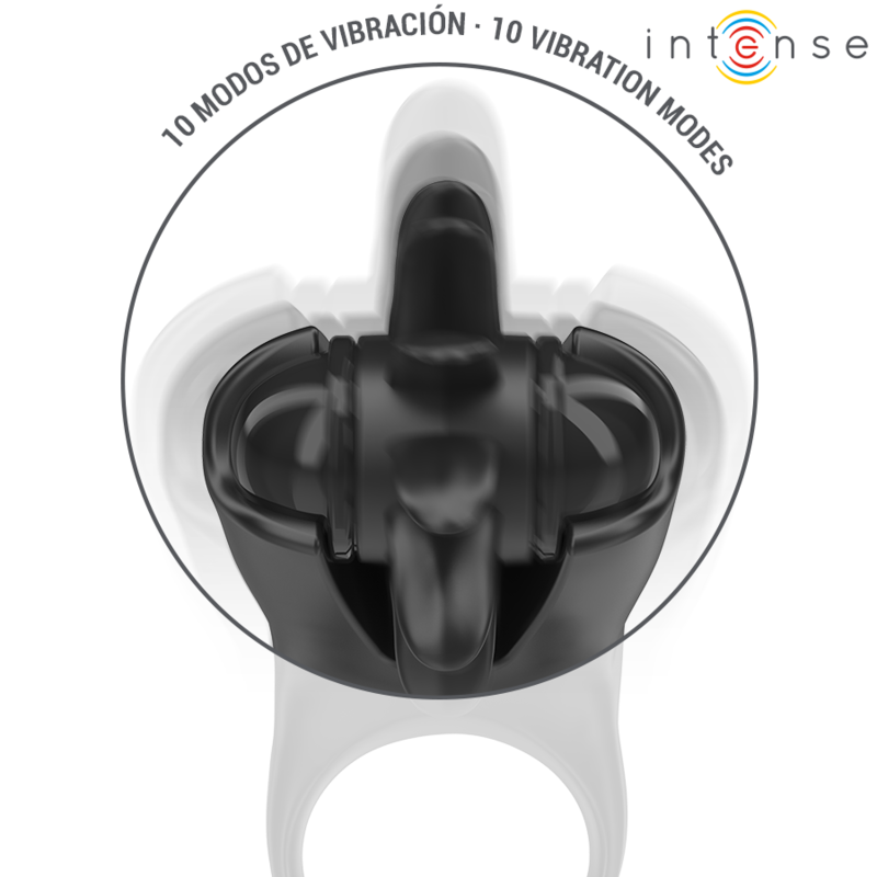 Intense Mabel Anello Vibrante con Stimolatore Clitoride 10 Vibrazioni Nero – immagine 4