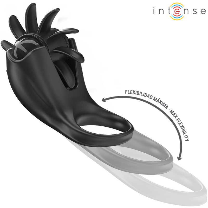 Intense Mabel Anello Vibrante con Stimolatore Clitoride 10 Vibrazioni Nero – immagine 3