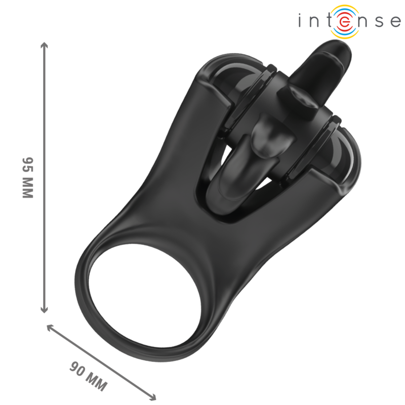 Intense Mabel Anello Vibrante con Stimolatore Clitoride 10 Vibrazioni Nero – immagine 5