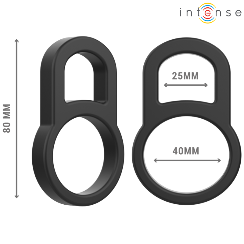 Intense Bobby Doppio Anello per Pene e Testicoli in Silicone Nero – immagine 3