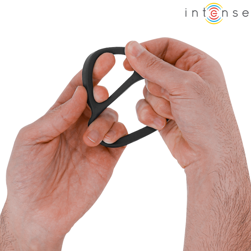 Intense Bobby Doppio Anello per Pene e Testicoli in Silicone Nero – immagine 4