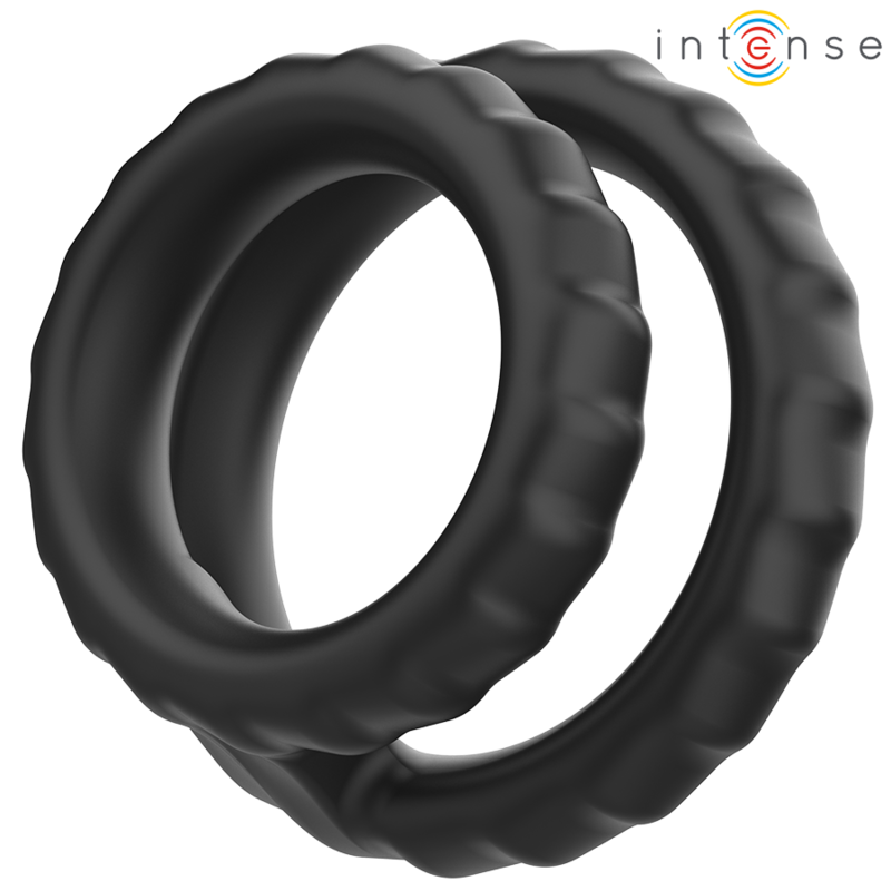 Intense Dewey Doppio Anello per Pene in Silicone Nero
