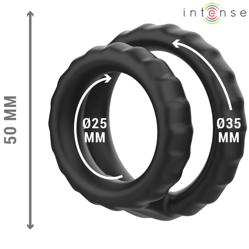 Intense Dewey Doppio Anello per Pene in Silicone Nero – immagine 3