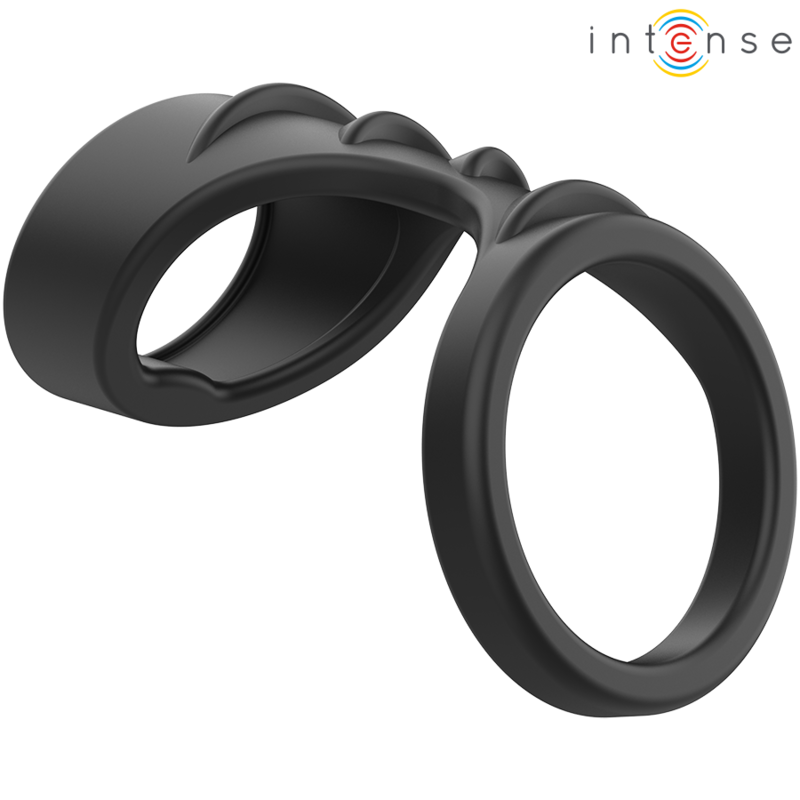 Intense Theo Doppio Anello per Pene e Testicoli in Silicone Nero