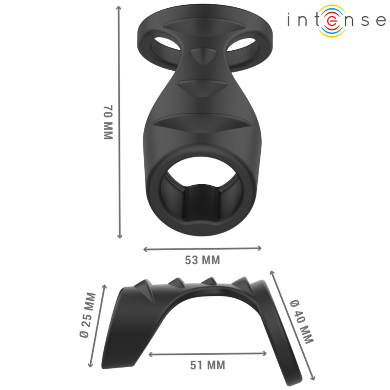 Intense Theo Doppio Anello per Pene e Testicoli in Silicone Nero – immagine 3