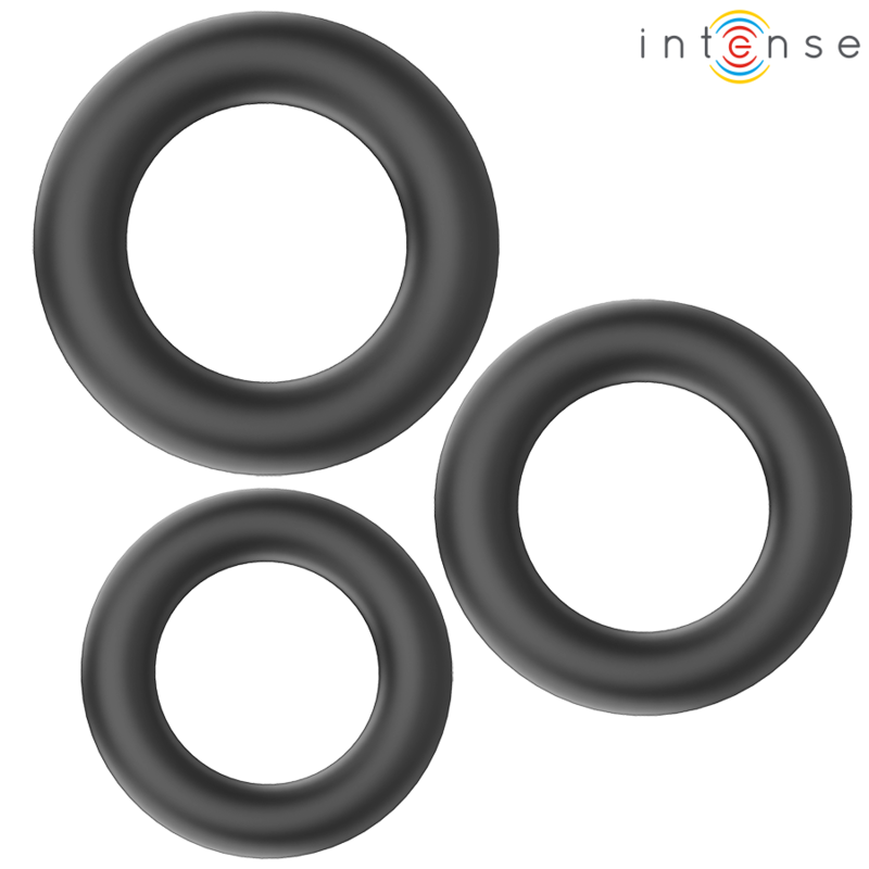 Intense Hugh Set 3 Anelli per Pene in Silicone Neri