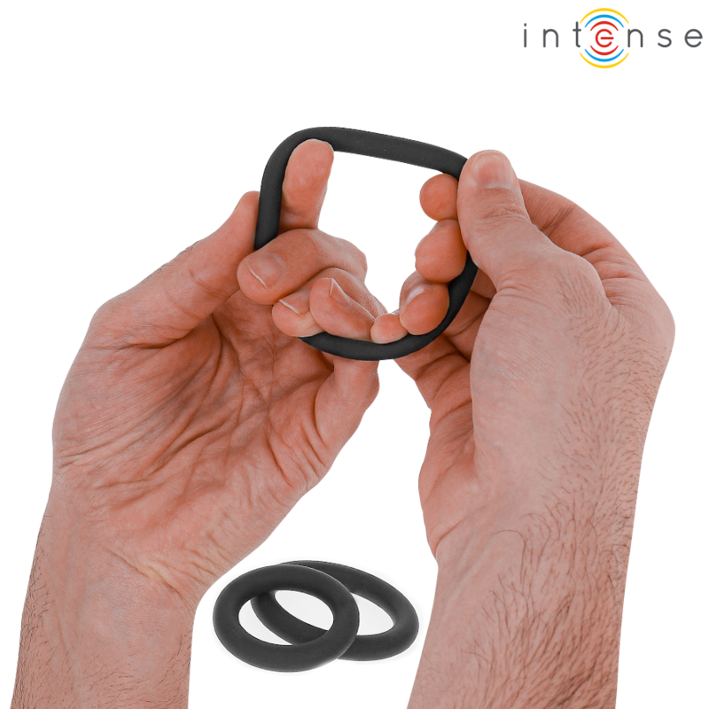 Intense Hugh Set 3 Anelli per Pene in Silicone Neri – immagine 4