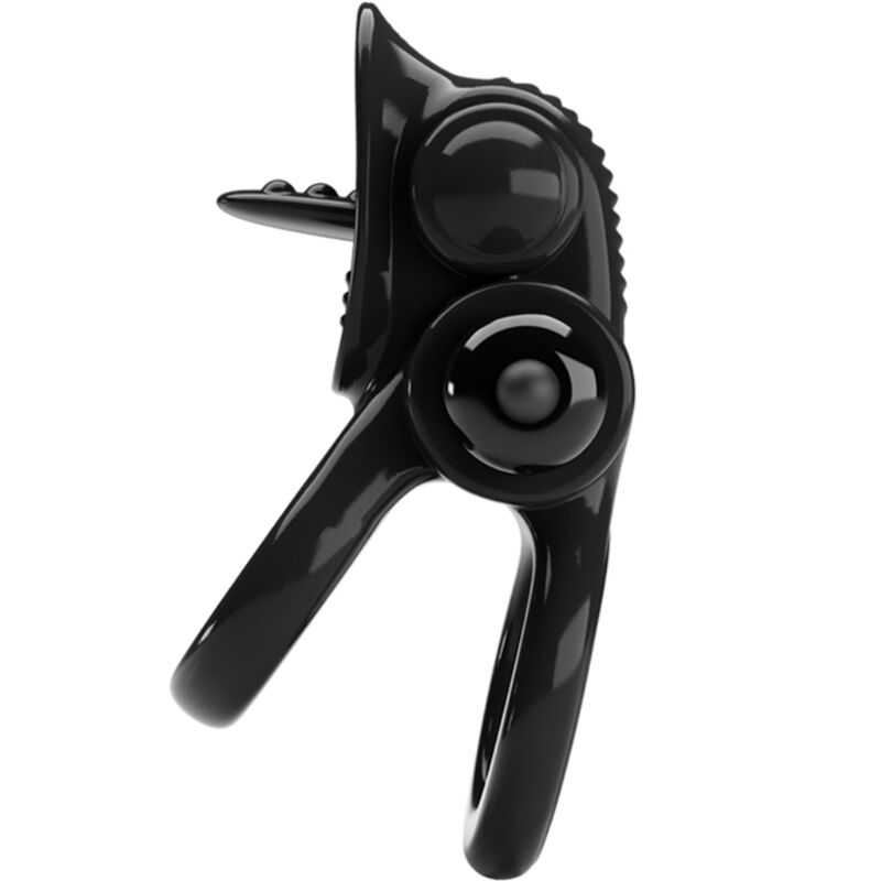 Pretty Love Passionate Ring Doppio Anello Vibrante con Lingua Nero – immagine 2