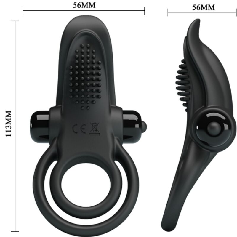 Pretty Love Doppio Anello Vibrante con Stimolatore Clitoride Nero – immagine 5