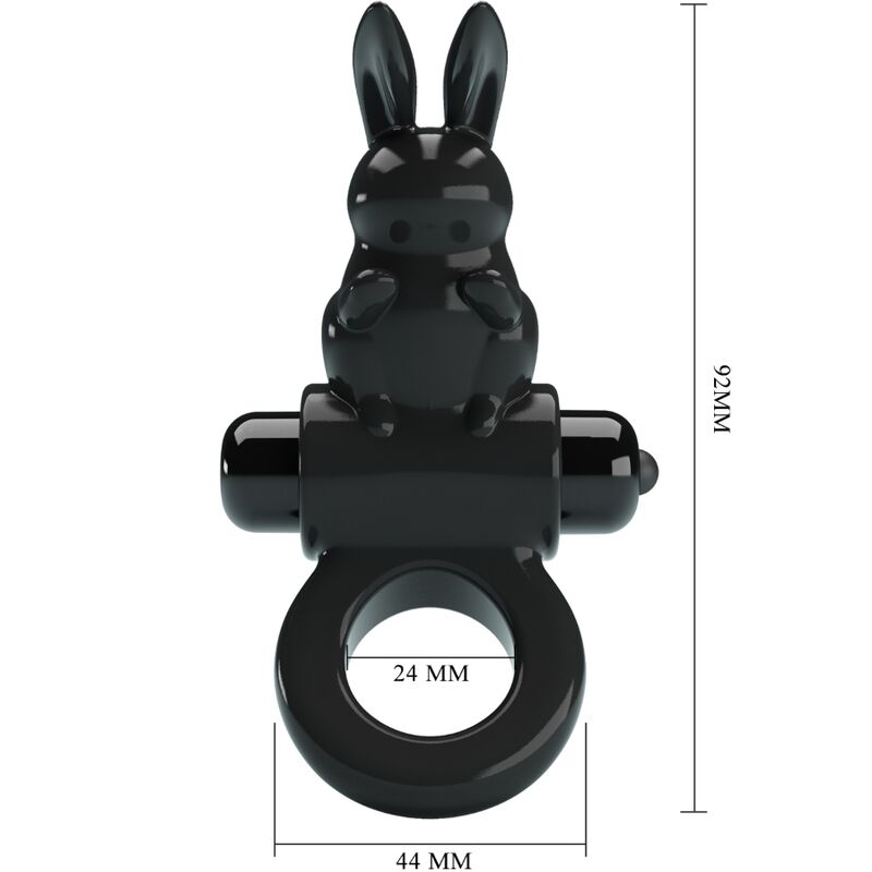 Pretty Love Anello Vibrante Coniglietto Orecchie Lunghe Nero – immagine 3