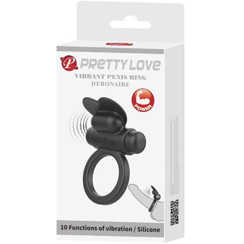 Pretty Love Debonaire Anello Vibrante Coniglietto 10 Vibrazioni Nero – immagine 7