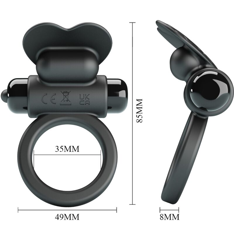 Pretty Love Debonaire Anello Vibrante Coniglietto 10 Vibrazioni Nero – immagine 4