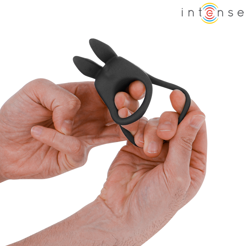 Intense Sam Doppio Anello Vibrante per Pene 10 Vibrazioni Nero – immagine 5