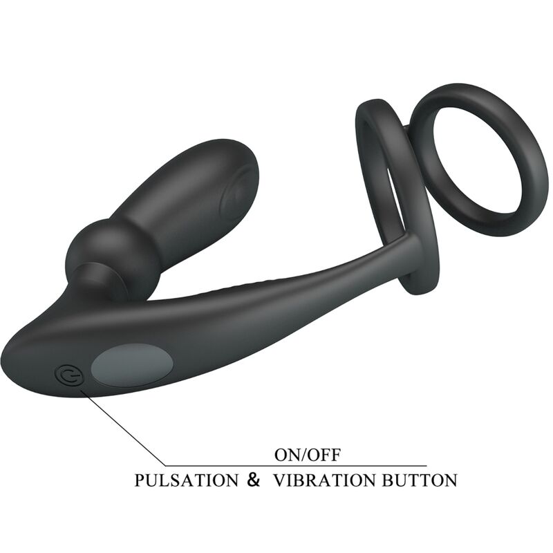 Pretty Love Emoni Anello Pene e Testicoli con Plug Anale Vibrante Nero – immagine 6