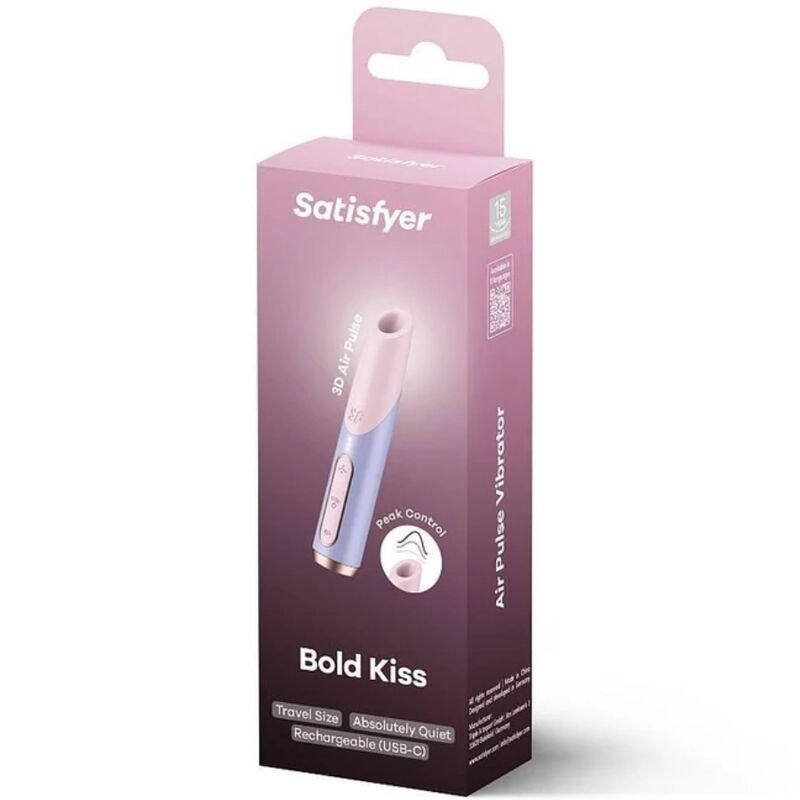 Satisfyer Bold Kiss Wave Stimolatore Clitorideo a Onde di Pressione d'aria Rosa e Viola – immagine 2