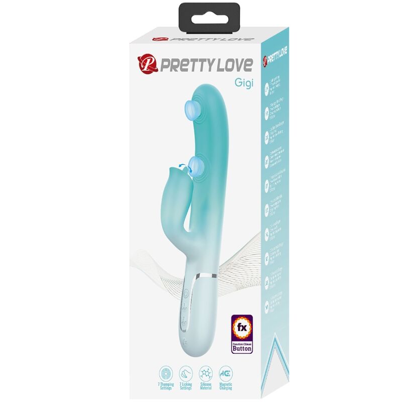 Pretty Love Gigi Vibratore Rabbit con Lingua Verde Acqua – immagine 11