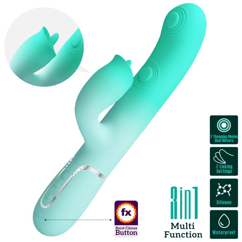 Pretty Love Gigi Vibratore Rabbit con Lingua Verde Acqua
