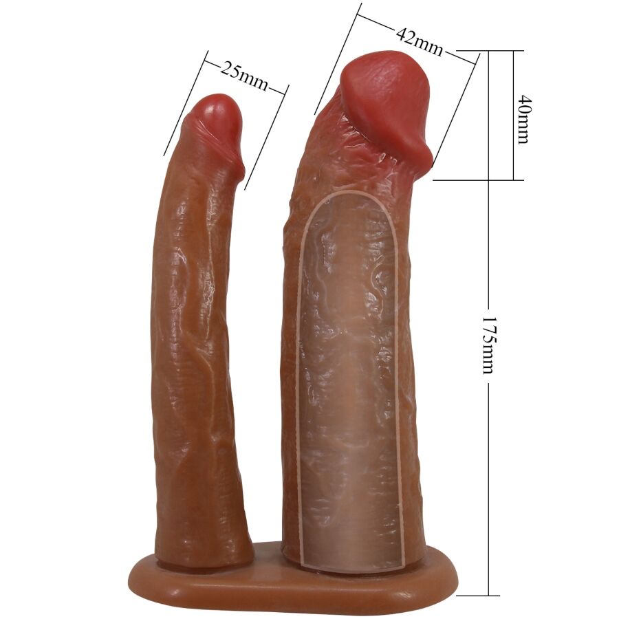 Pretty Love Yairon Doppia Guaina per Pene con Estensione 4 cm Caramello – immagine 5