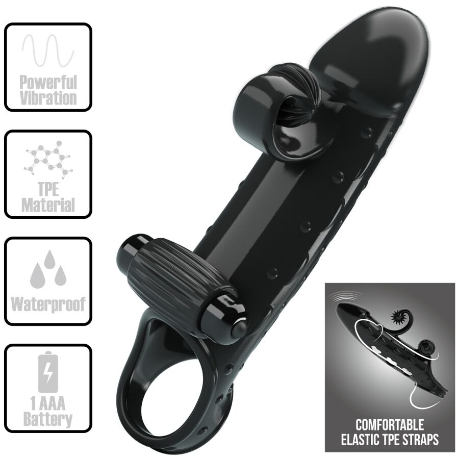 Romance Guaina Estensore Vibrante con Anello Testicoli Nera MC64 – immagine 2