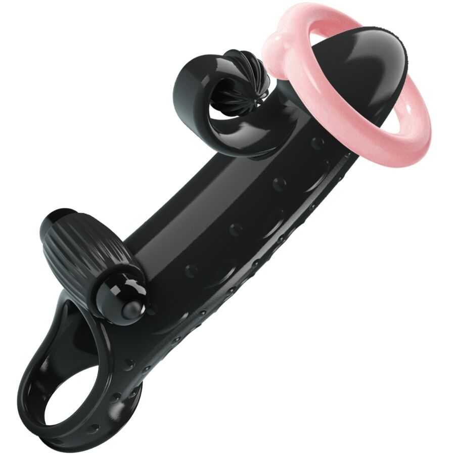 Romance Guaina Estensore Vibrante con Anello Testicoli Nera MC64
