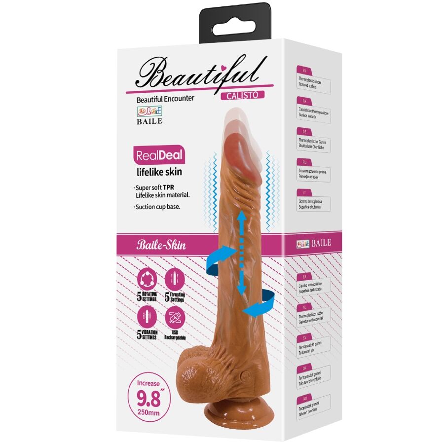 Baile Calisto Vibratore Realistico Rotante e Pulsante 24 cm Carne – immagine 10
