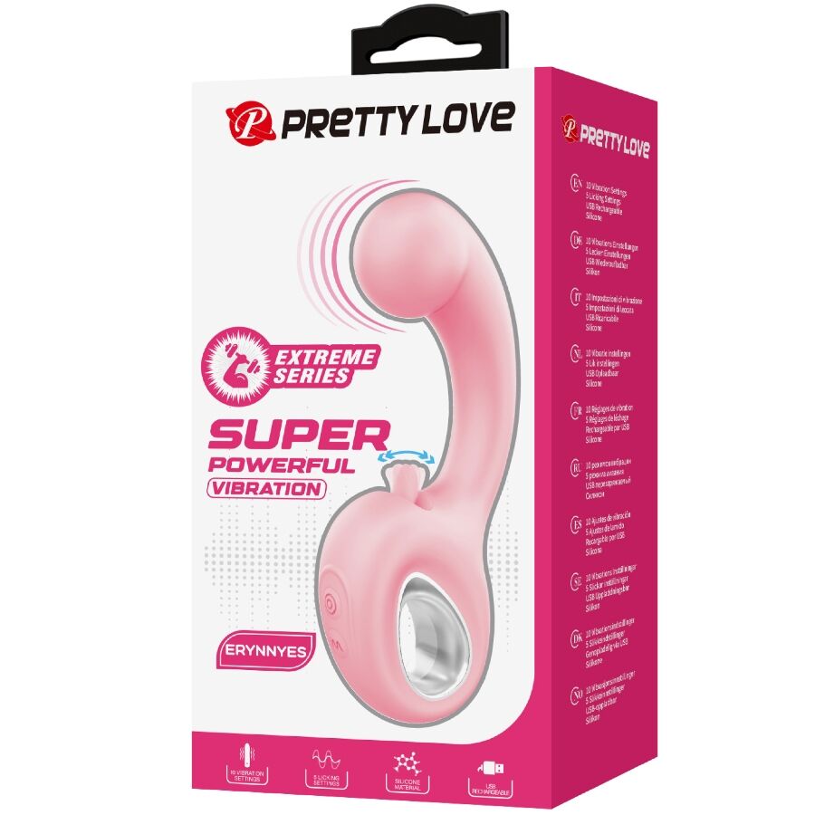 Pretty Love Erynnyes Vibratore Punto G con Lingua per il Clitoride Rosa – immagine 10