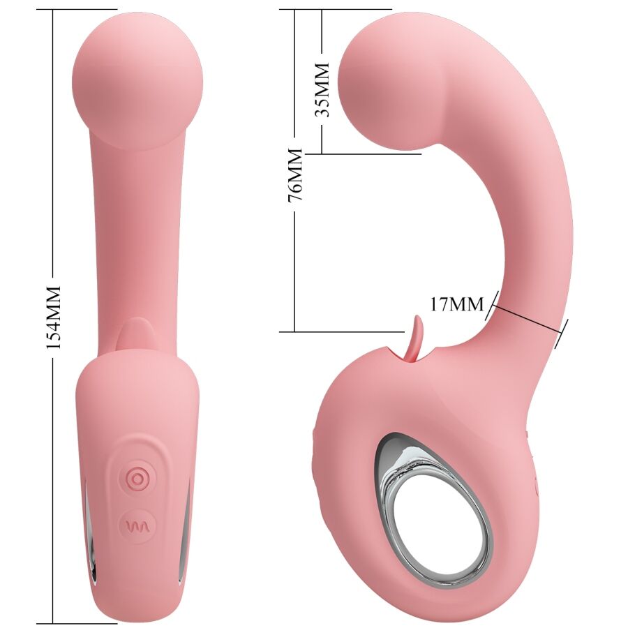 Pretty Love Erynnyes Vibratore Punto G con Lingua per il Clitoride Rosa – immagine 7