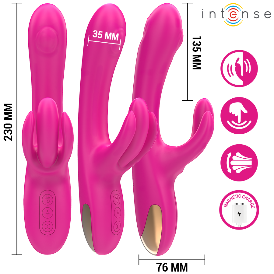 Intense Britney Vibratore Rabbit Multifunzione 23 cm Rosa – immagine 3