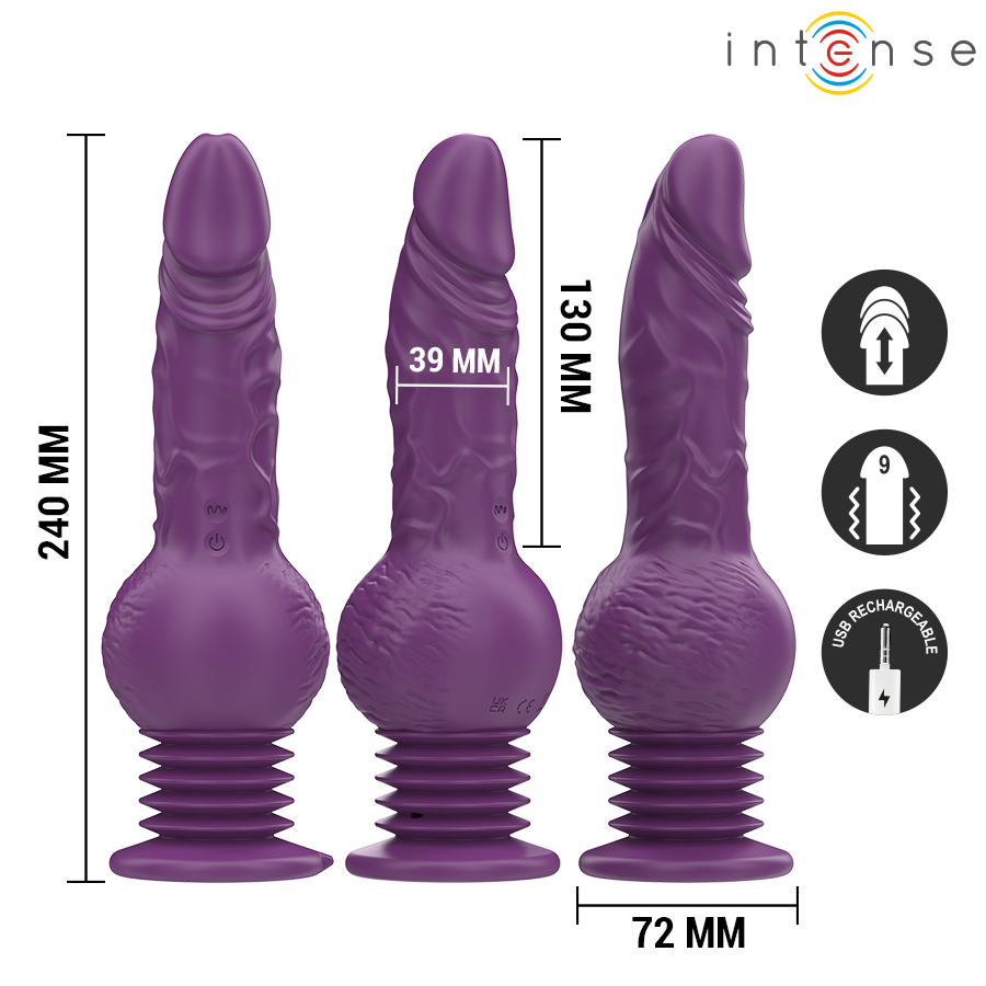 Intense Tatum Vibratore Rabbit Multifunzione 24 cm Viola – immagine 3