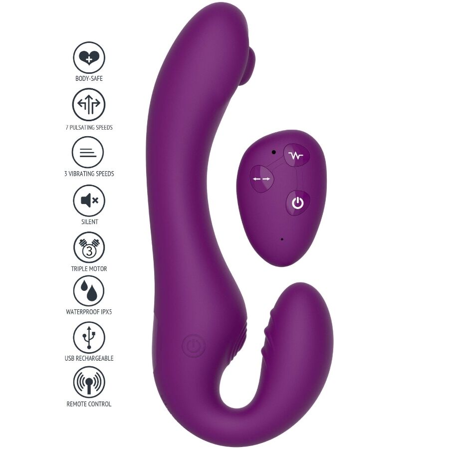 Xocoon Strap-On Senza Lacci 2 in 1 Pulsante con Telecomando Viola – immagine 2