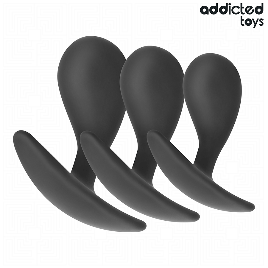Addicted Toys set 3 plug anali in silicone lisci curvi modello 3