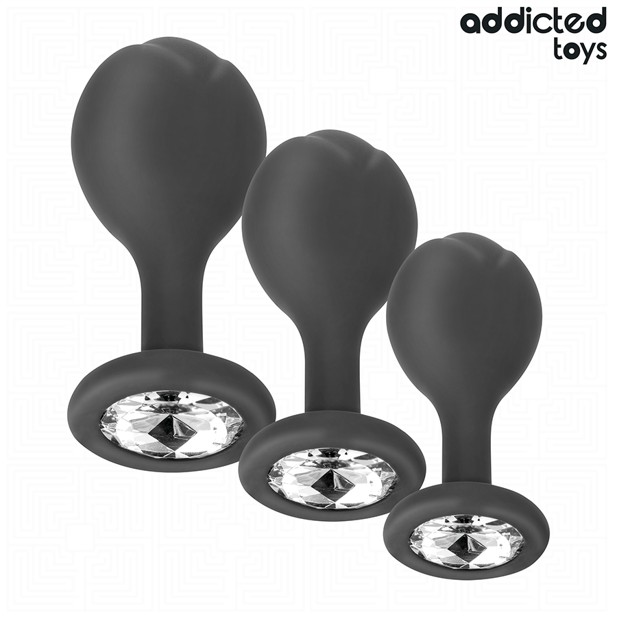 Addicted Toys set 3 plug anali in silicone sferici con gioiello