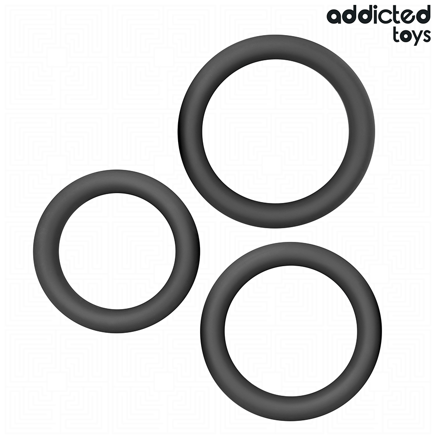 Addicted Toys set 3 anelli per pene piatti in silicone