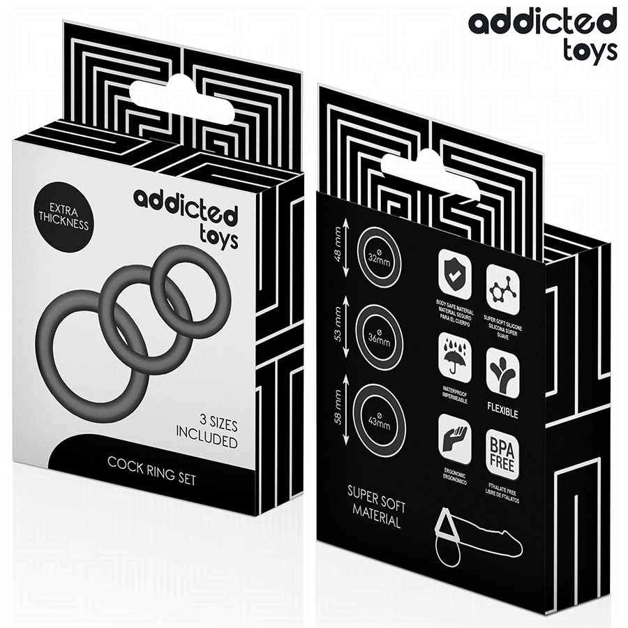 Addicted Toys Set 3 Anelli per Pene in Silicone Modello 1 – immagine 6