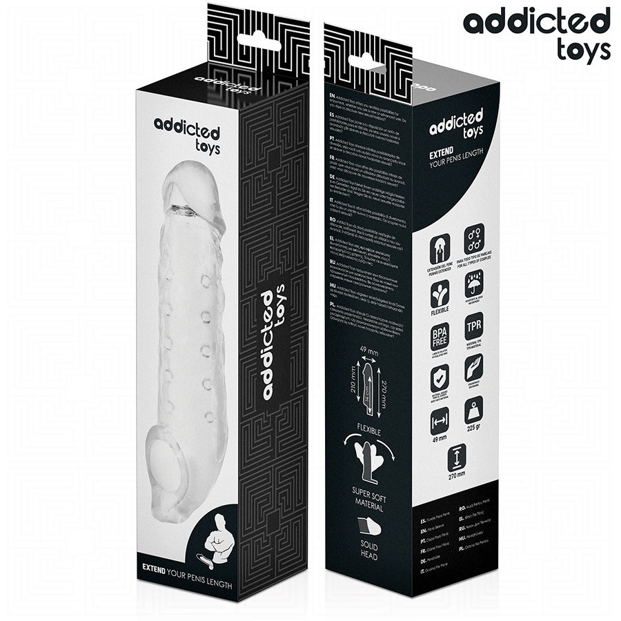 Addicted Toys Guaina Estensore Pene Trasparente Taglia S 23 cm – immagine 7