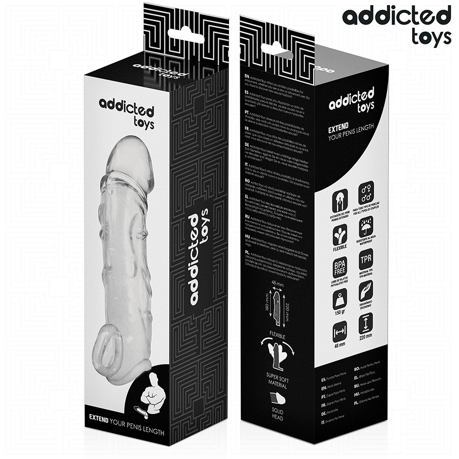 Addicted Toys Guaina Estensore Pene Trasparente 22 cm – immagine 7