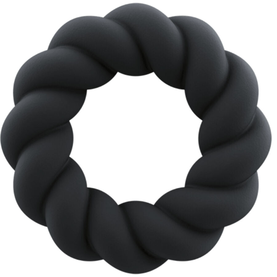 Rocks-Off Twist Anello per Pene in Silicone Liquido Nero