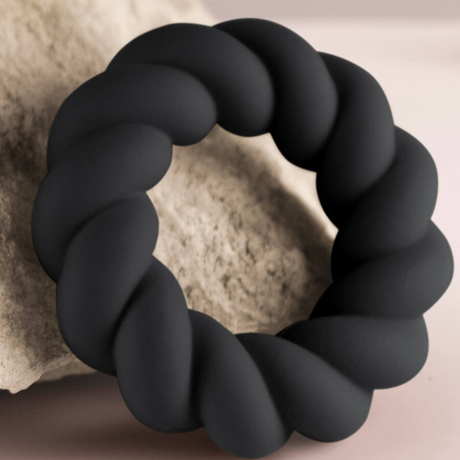Rocks-Off Twist Anello per Pene in Silicone Liquido Nero – immagine 5