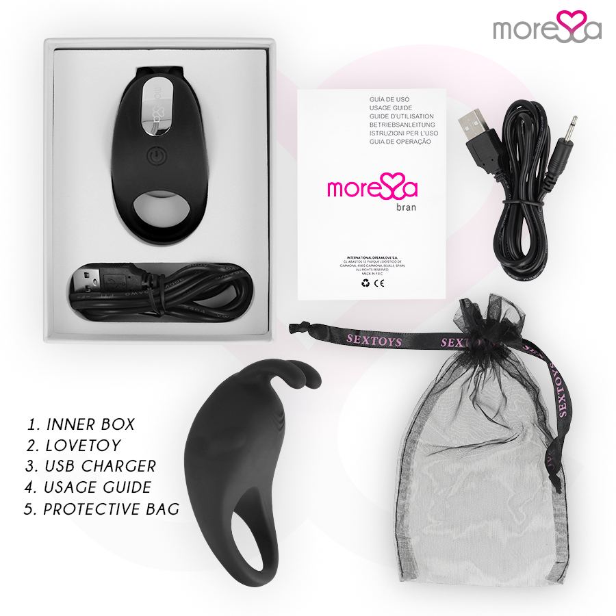 Amoressa Brad Anello Vibrante Ricaricabile in Silicone Nero – immagine 6