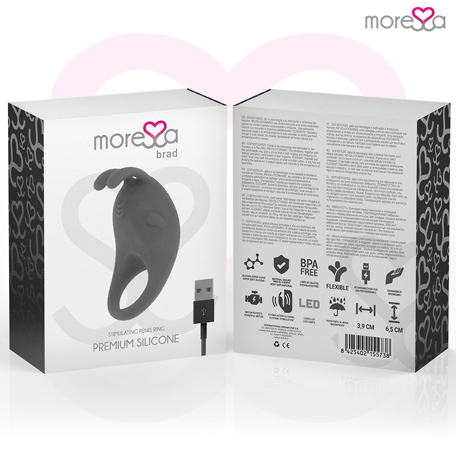Amoressa Brad Anello Vibrante Ricaricabile in Silicone Nero – immagine 7