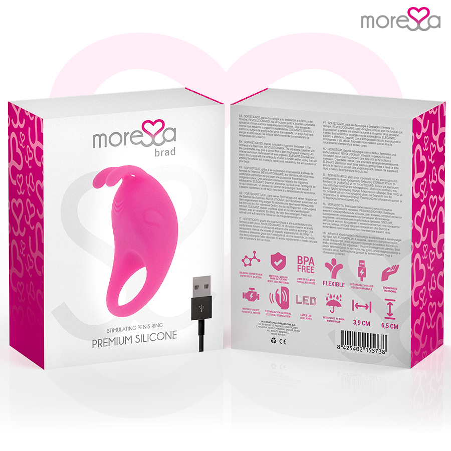 Amoressa Brad Anello Vibrante Ricaricabile in Silicone Rosa – immagine 7