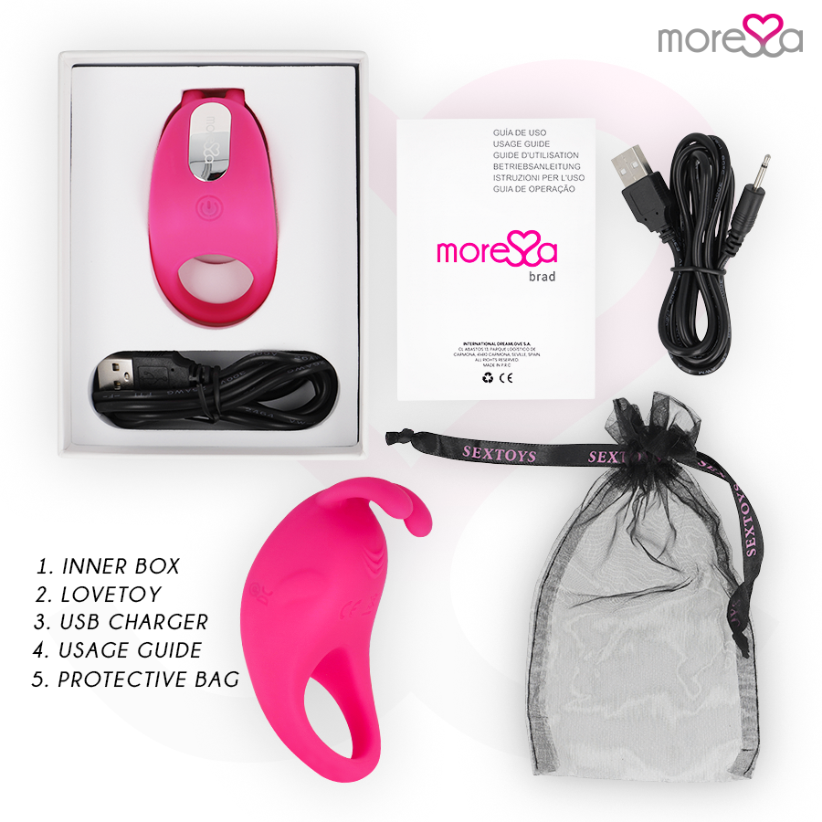 Amoressa Brad Anello Vibrante Ricaricabile in Silicone Rosa – immagine 6